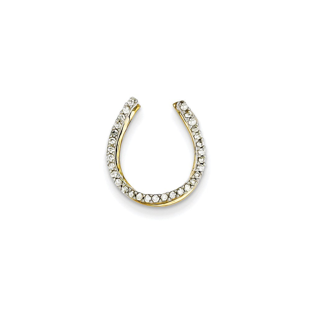 14K Bicolor-Gold Echtdiamant-Hufeisen-Gleitanhänger