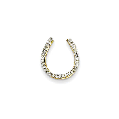 14K Bicolor-Gold Echtdiamant-Hufeisen-Gleitanhänger