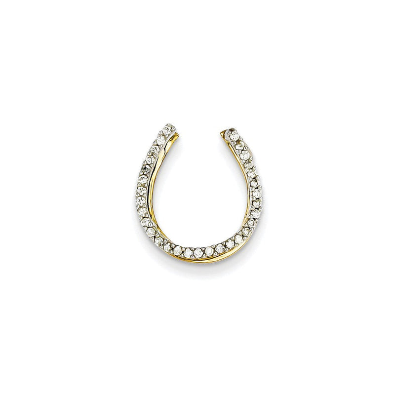 14K Bicolor-Gold Echtdiamant-Hufeisen-Gleitanhänger