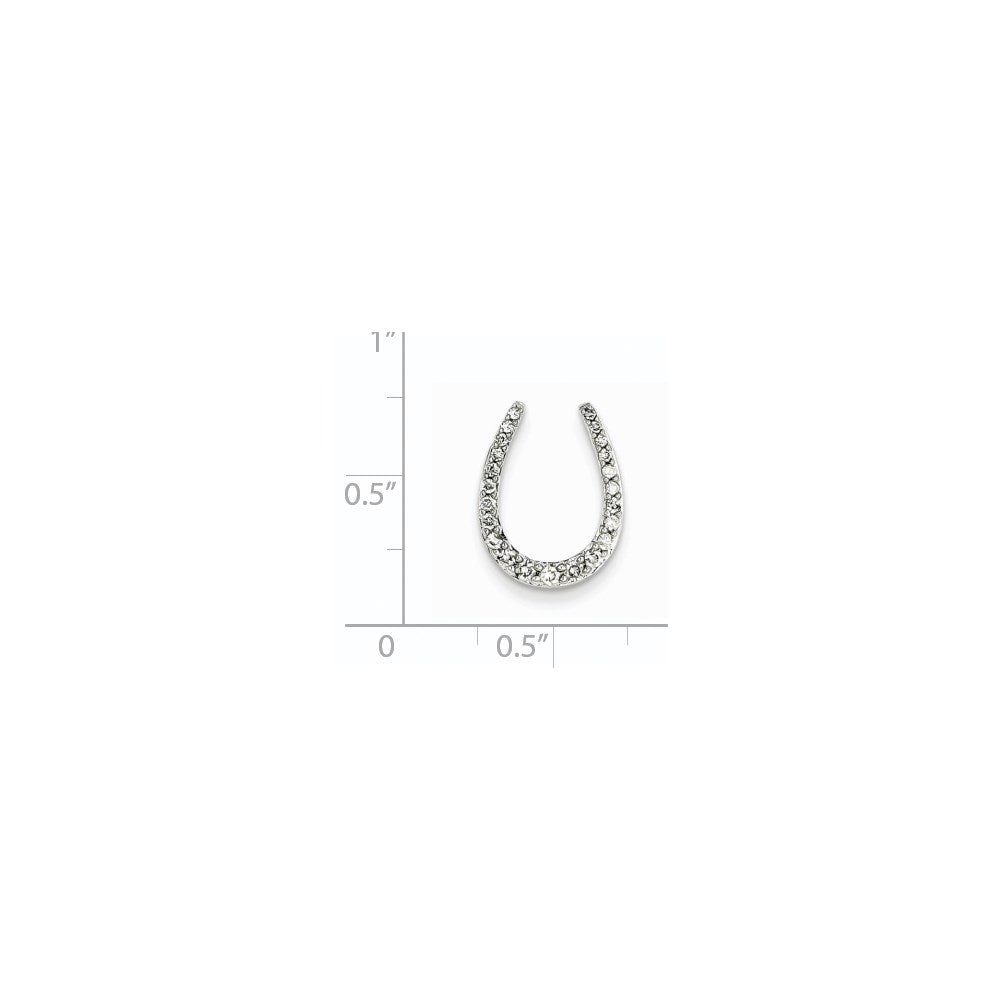 14K Weißgold Echt Diamant Hufeisen Kette Anhänger