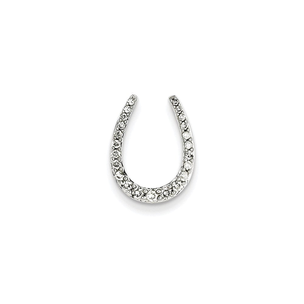 14K Weißgold Echt Diamant Hufeisen Kette Anhänger