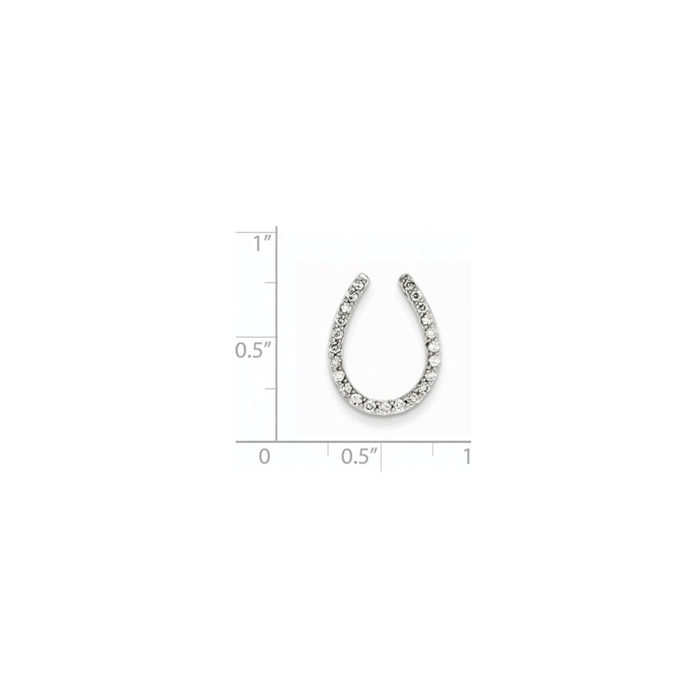 14K Weißgold Echt Diamant Hufeisen Kette Anhänger