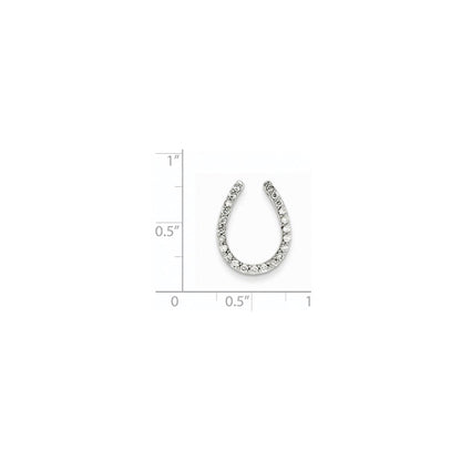 14K Weißgold Echt Diamant Hufeisen Kette Anhänger