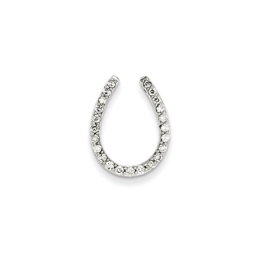 14K Weißgold Echt Diamant Hufeisen Kette Anhänger