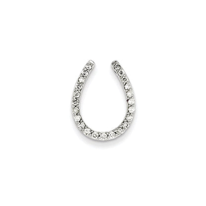 14K Weißgold Echt Diamant Hufeisen Kette Anhänger