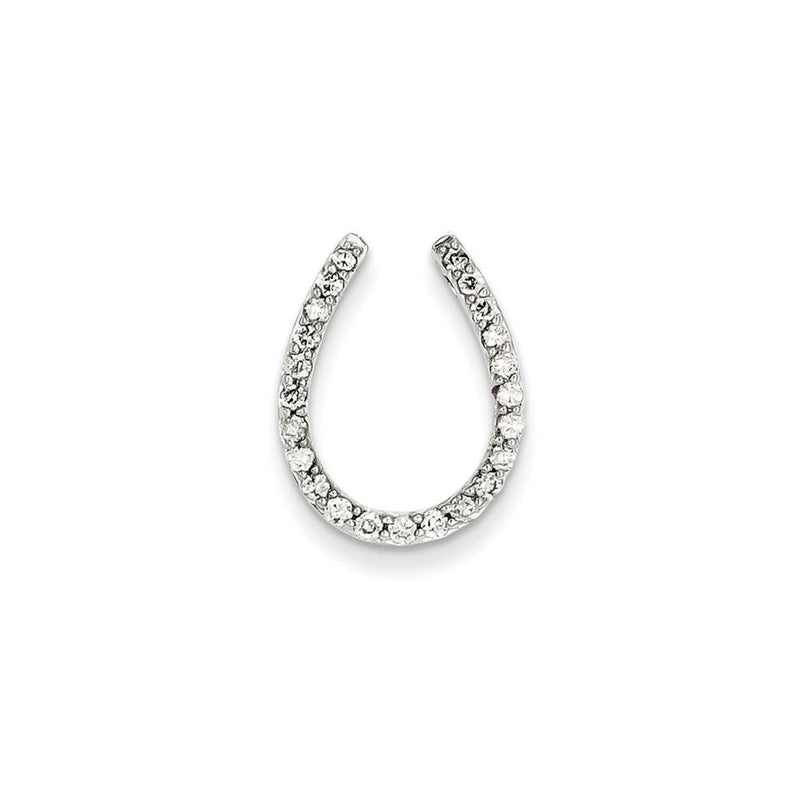 14K Weißgold Echt Diamant Hufeisen Kette Anhänger