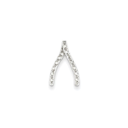 14K Weißgold Echt Diamant Gabelbein Kette Anhänger