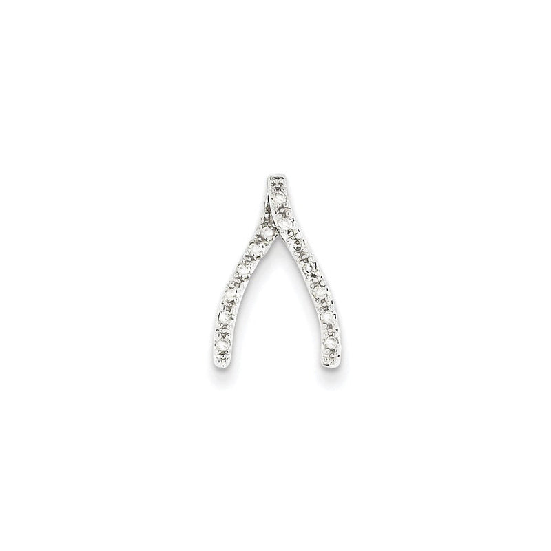 14K Weißgold Echt Diamant Gabelbein Kette Anhänger