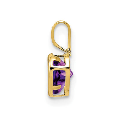 14K Gelbgold 5mm Herz Amethyst Zargenfassung Anhänger