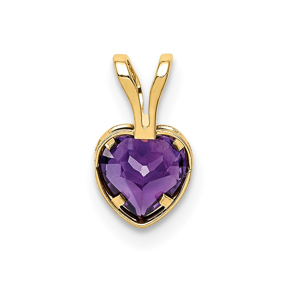 14K Gelbgold 5mm Herz Amethyst Zargenfassung Anhänger