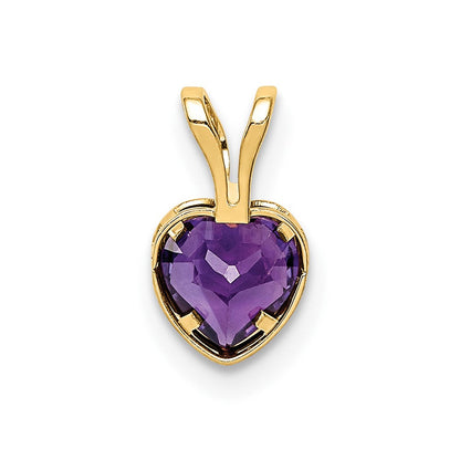 14K Gelbgold 5mm Herz Amethyst Zargenfassung Anhänger