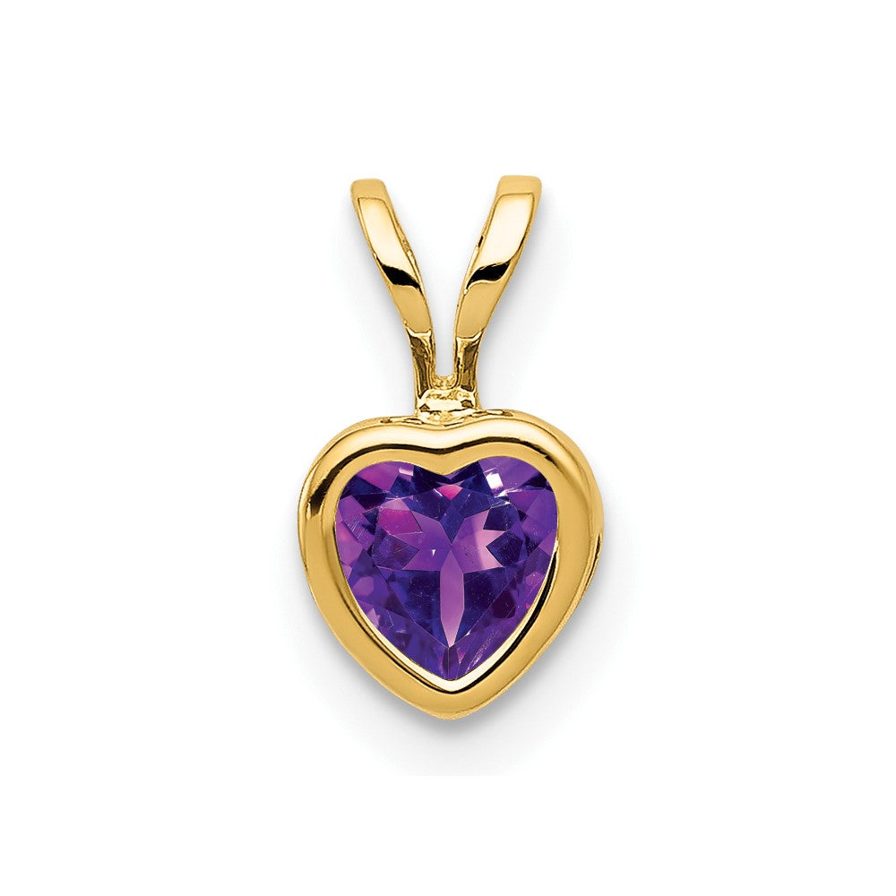 14K Gelbgold 5mm Herz Amethyst Zargenfassung Anhänger