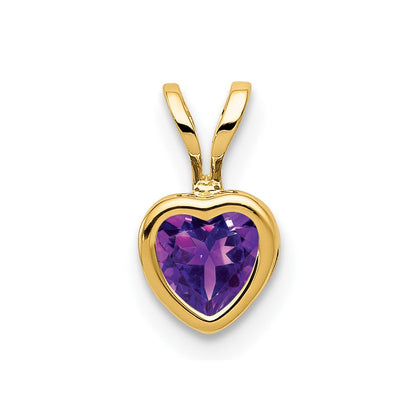 14K Gelbgold 5mm Herz Amethyst Zargenfassung Anhänger