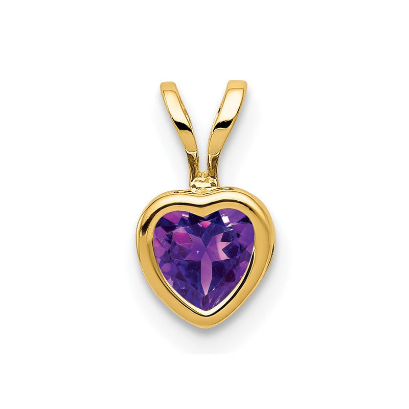 14K Gelbgold 5mm Herz Amethyst Zargenfassung Anhänger