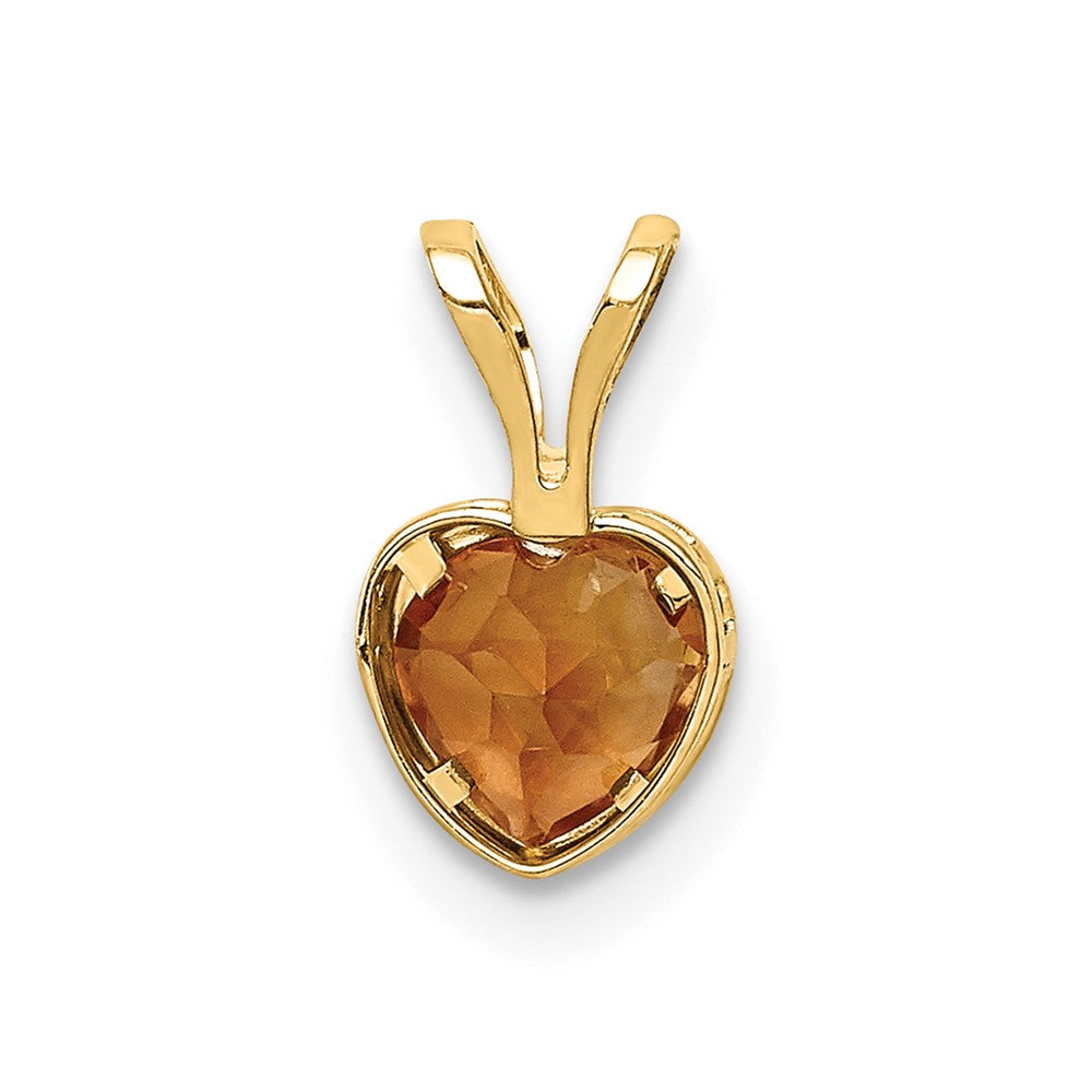 14K Gelbgold 5mm Herz Citrin Zargenfassung Anhänger