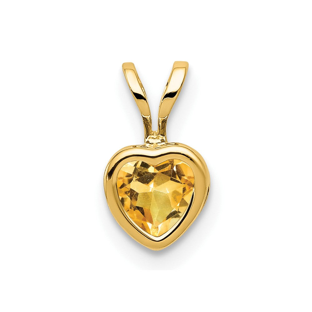 14K Gelbgold 5mm Herz Citrin Zargenfassung Anhänger