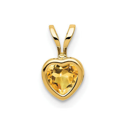 14K Gelbgold 5mm Herz Citrin Zargenfassung Anhänger