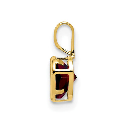 14K Gelbgold 5mm Herz Granat Zargenfassung Anhänger
