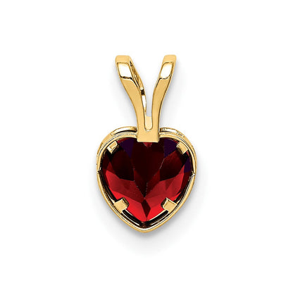 14K Gelbgold 5mm Herz Granat Zargenfassung Anhänger