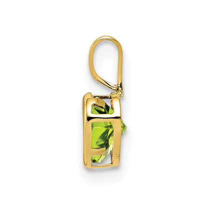 14K Gelbgold 5mm Herz Peridot Zargenfassung Anhänger