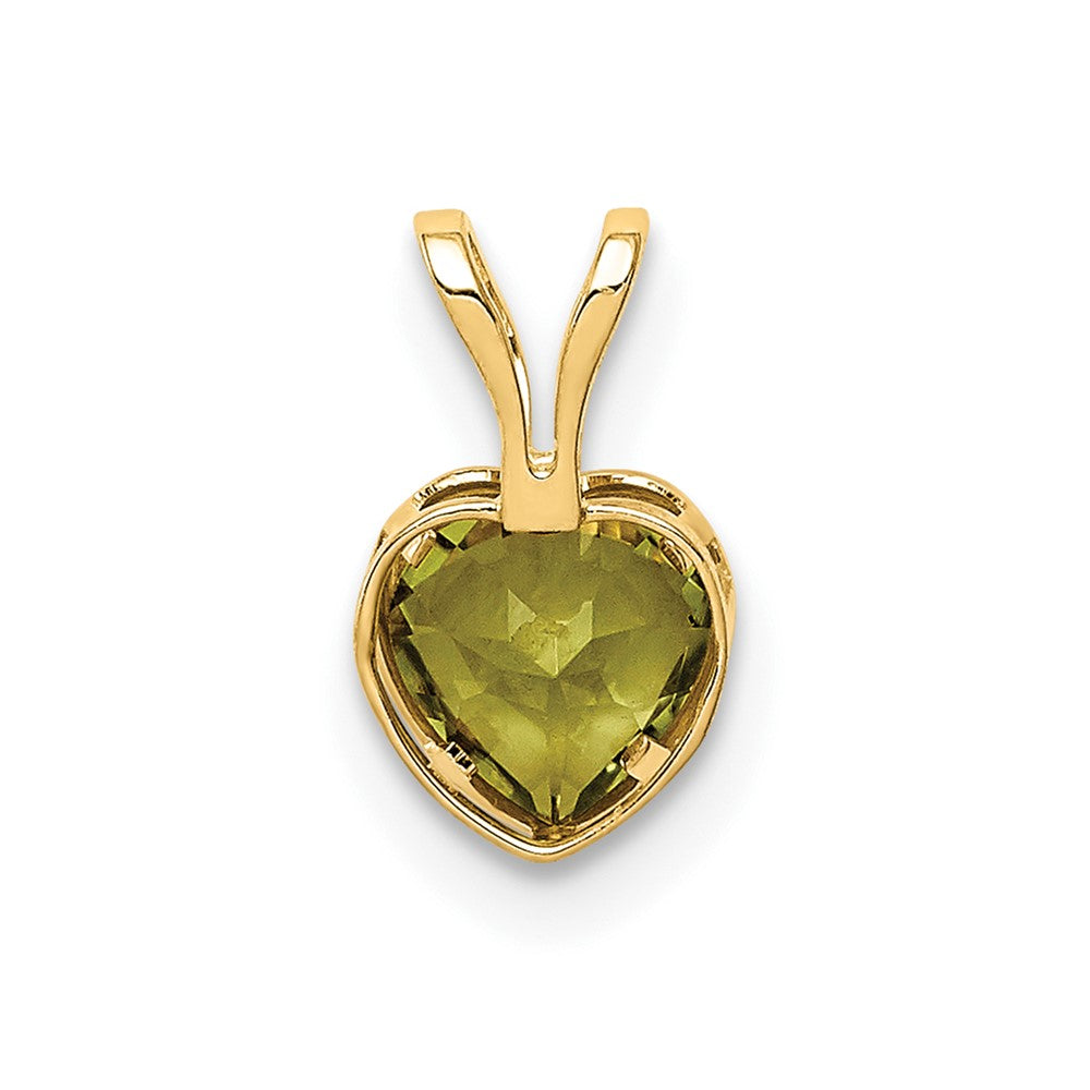 14K Gelbgold 5mm Herz Peridot Zargenfassung Anhänger