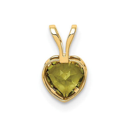 14K Gelbgold 5mm Herz Peridot Zargenfassung Anhänger