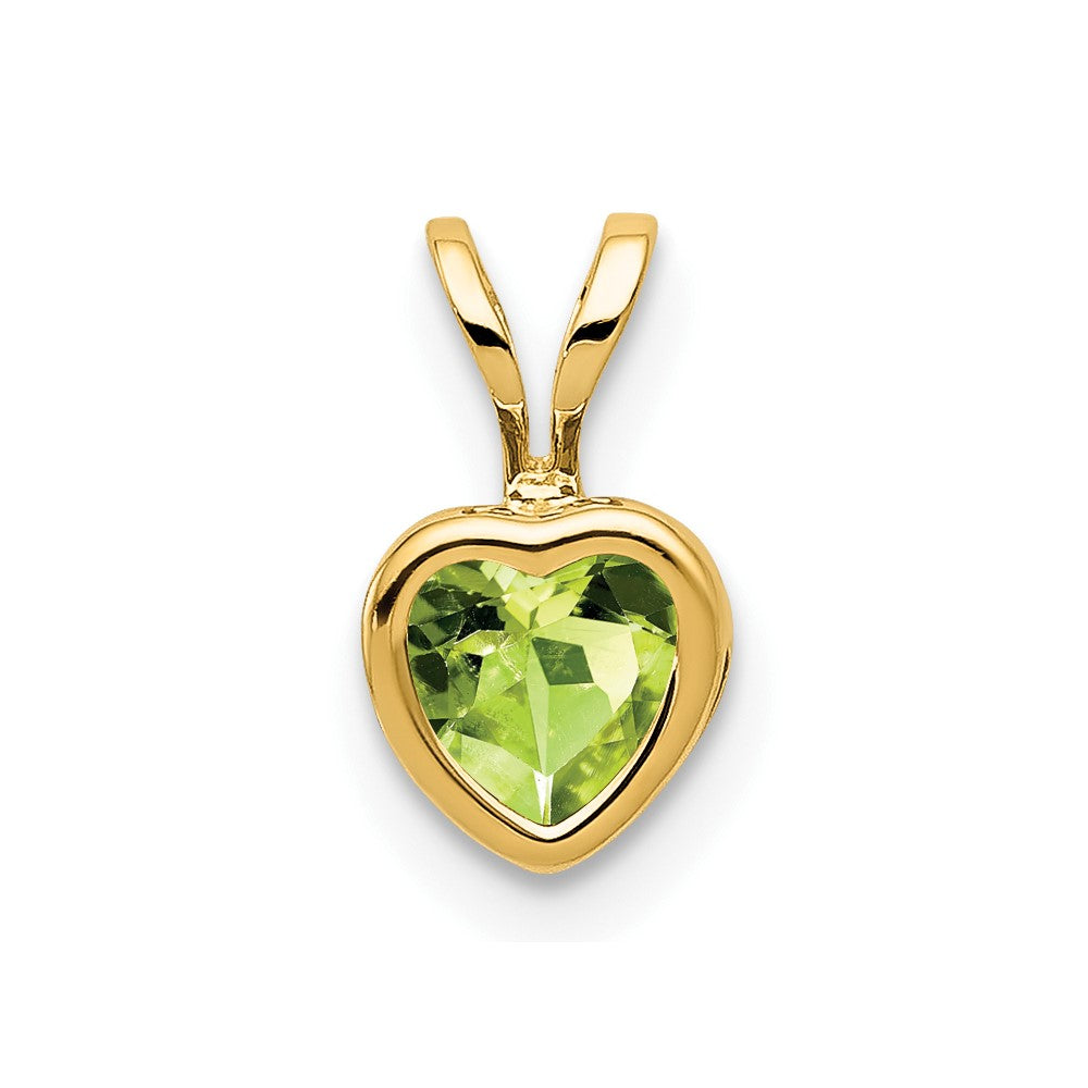 14K Gelbgold 5mm Herz Peridot Zargenfassung Anhänger