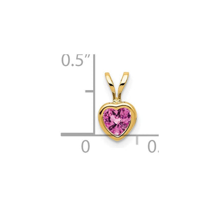 14K 5mm Herz Synthetisch Rosa Saphir Zargenfassung Anhänger