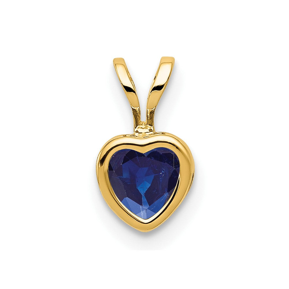 14K 5mm Herz Saphir Zargenfassung Anhänger