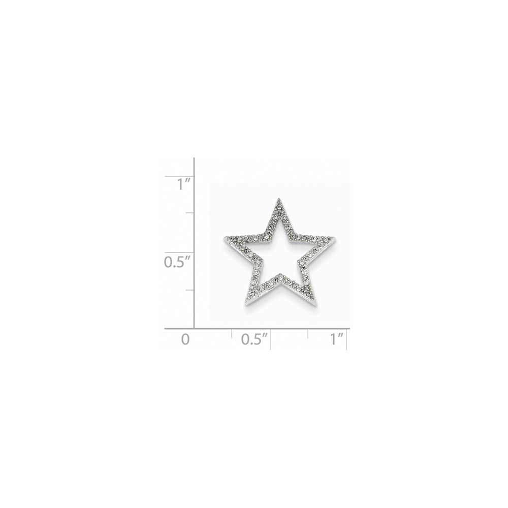 14K Weißgold Kleiner Echter Diamant-Stern-Kettengleitanhänger