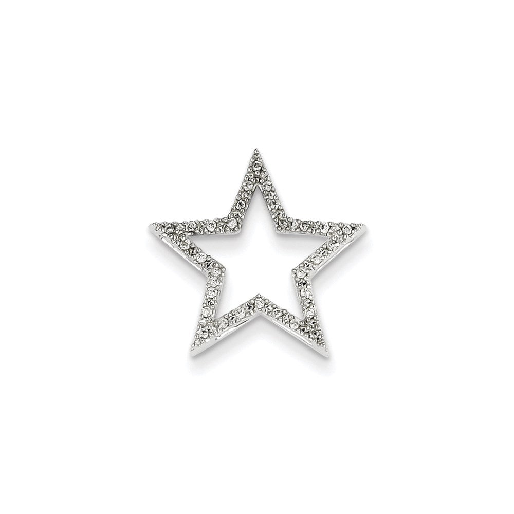 14K Weißgold Kleiner Echter Diamant-Stern-Kettengleitanhänger