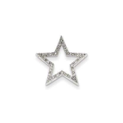 14K Weißgold Kleiner Echter Diamant-Stern-Kettengleitanhänger