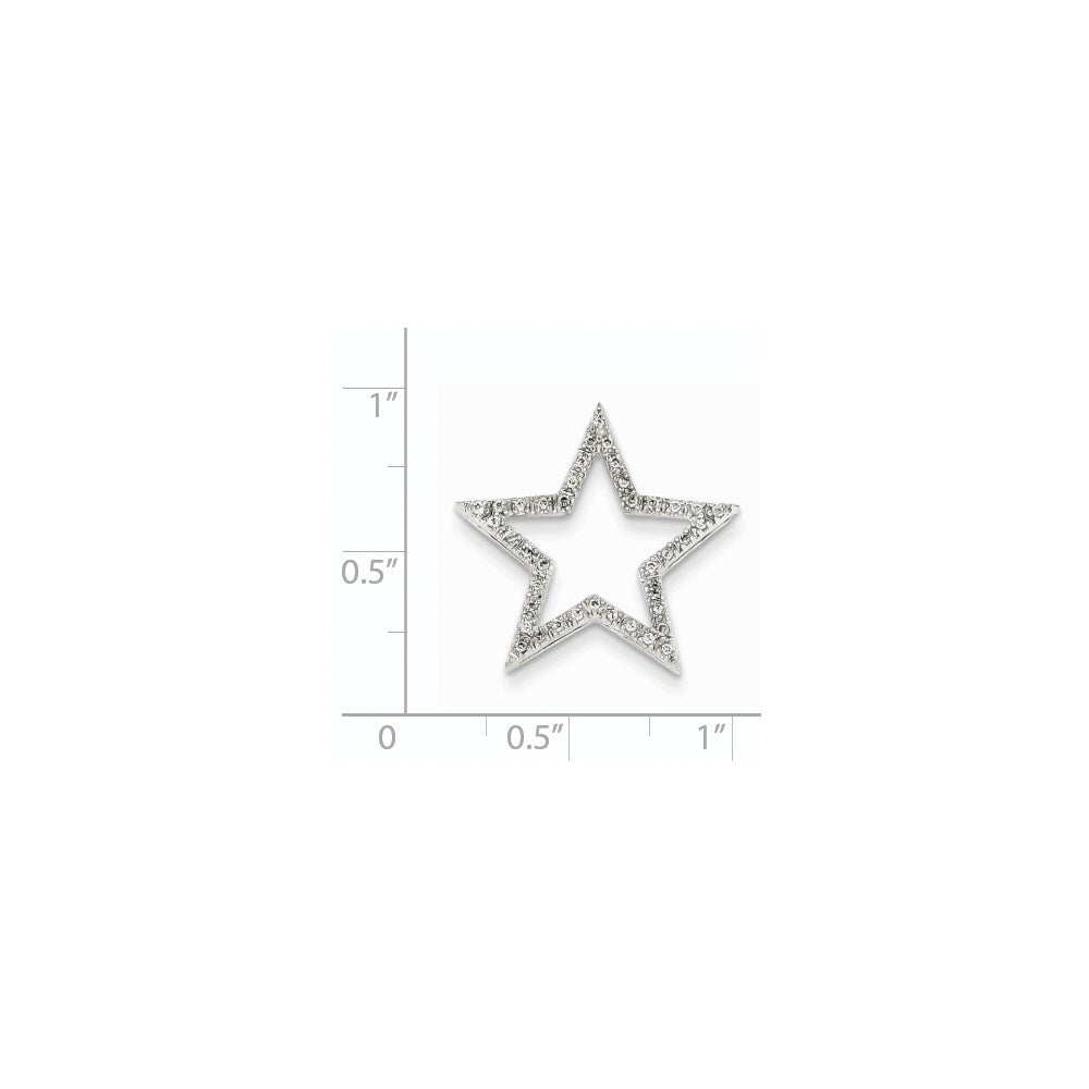 14K Weißgold Großer Echter Diamant-Stern-Ketten-Gleitanhänger