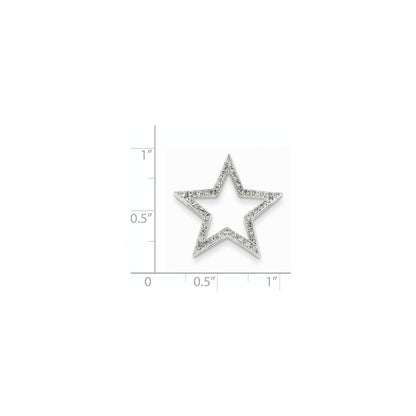 14K Weißgold Großer Echter Diamant-Stern-Ketten-Gleitanhänger