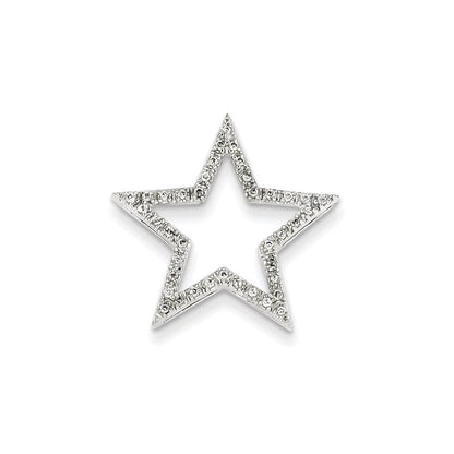 14K Weißgold Großer Echter Diamant-Stern-Ketten-Gleitanhänger