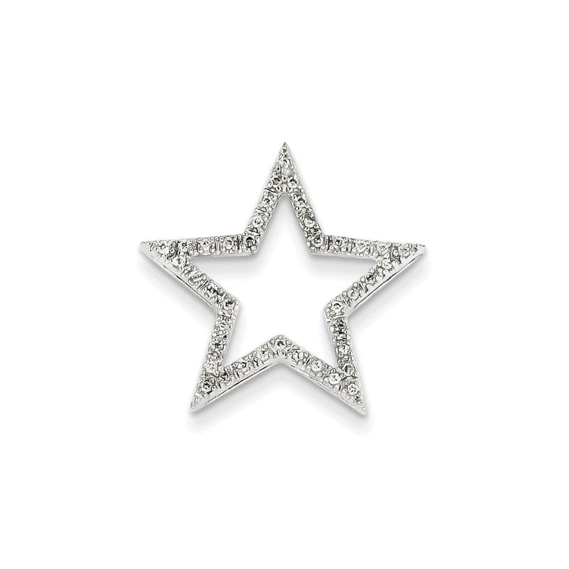 14K Weißgold Großer Echter Diamant-Stern-Ketten-Gleitanhänger