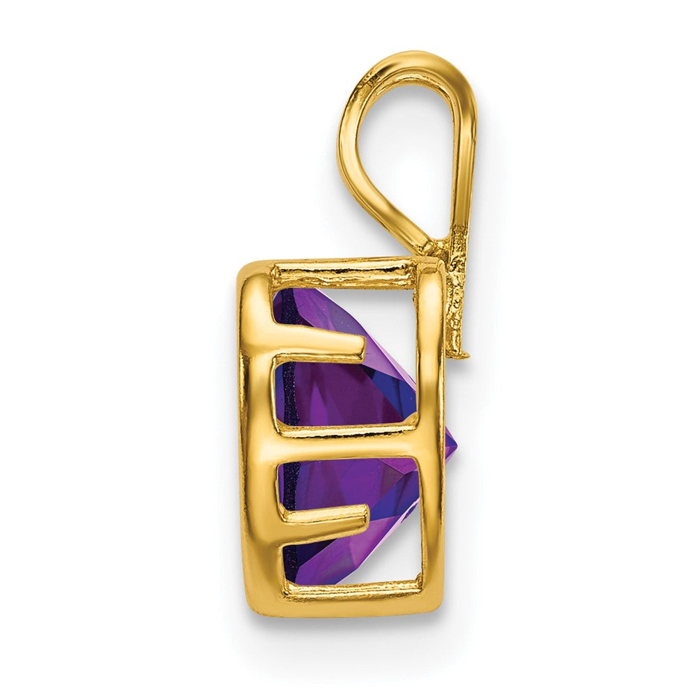 14K Gelbgold Herz-Anhänger mit Amethyst, 6 mm, Zargenfassung
