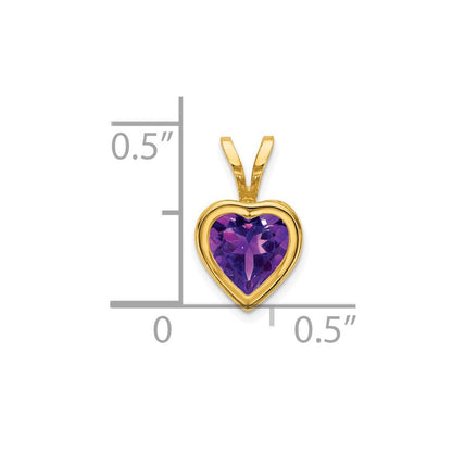 14K Gelbgold Herz-Anhänger mit Amethyst, 6 mm, Zargenfassung