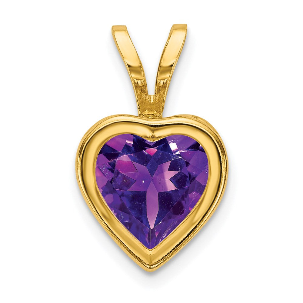 14K Gelbgold Herz-Anhänger mit Amethyst, 6 mm, Zargenfassung