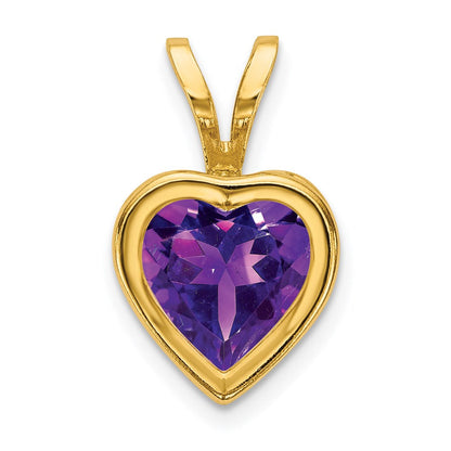14K Gelbgold Herz-Anhänger mit Amethyst, 6 mm, Zargenfassung