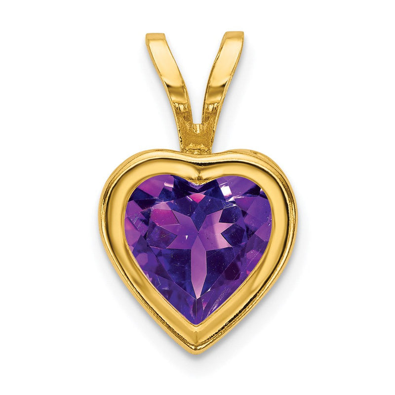 14K Gelbgold Herz-Anhänger mit Amethyst, 6 mm, Zargenfassung
