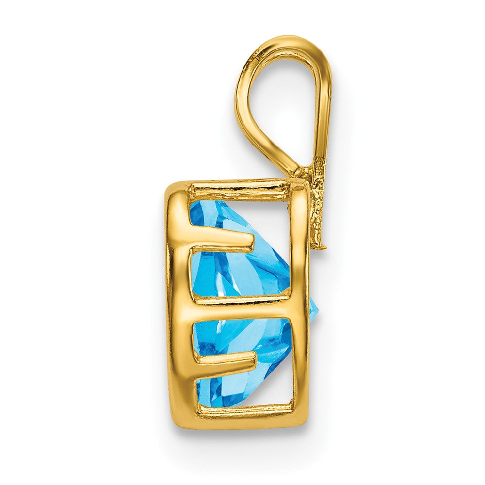 14K Gelbgold 6mm Herz-Blautopas-Anhänger mit Zargenfassung