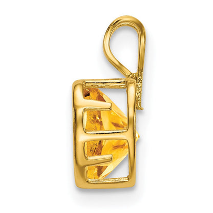 14K Gelbgold 6 mm Herz-Citrin-Anhänger mit Zargenfassung