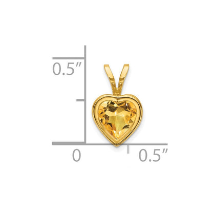 14K Gelbgold 6 mm Herz-Citrin-Anhänger mit Zargenfassung
