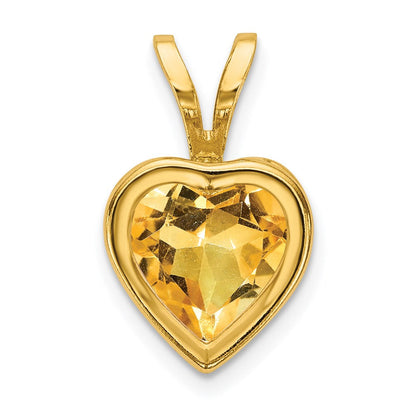 14K Gelbgold 6 mm Herz-Citrin-Anhänger mit Zargenfassung
