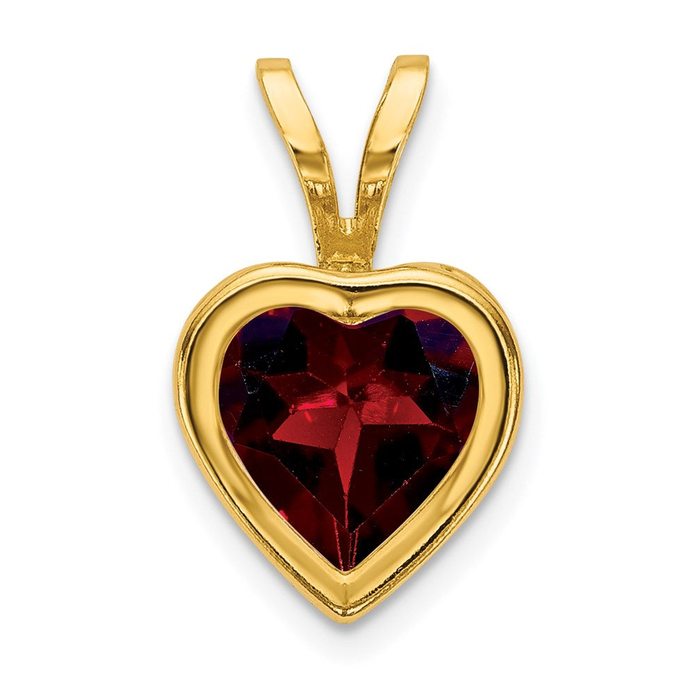 14K Gelbgold 6 mm Herz-Granat-Anhänger mit Lünette