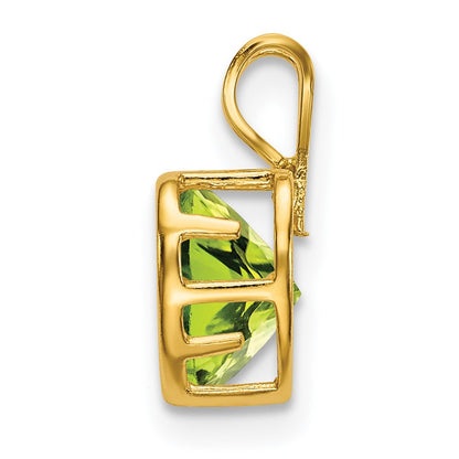 14K Gelbgold 6mm Herz Peridot Anhänger mit Zargenfassung