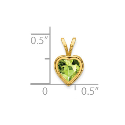 14K Gelbgold 6mm Herz Peridot Anhänger mit Zargenfassung