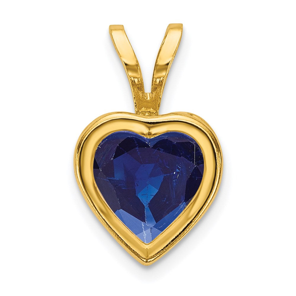 14K Gelbgold 6 mm Herz-Saphir-Anhänger mit Zargenfassung