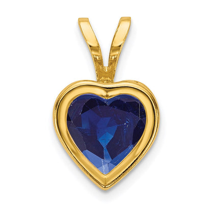 14K Gelbgold 6 mm Herz-Saphir-Anhänger mit Zargenfassung